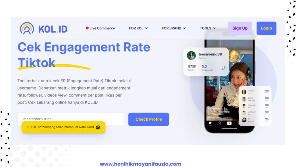 KOL.ID cek engagement rate