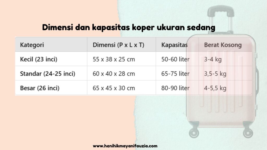 Jenis ukuran koper