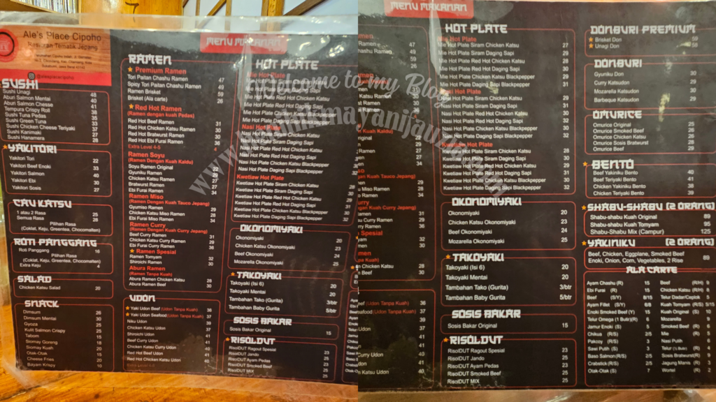Menu di Ale's Place