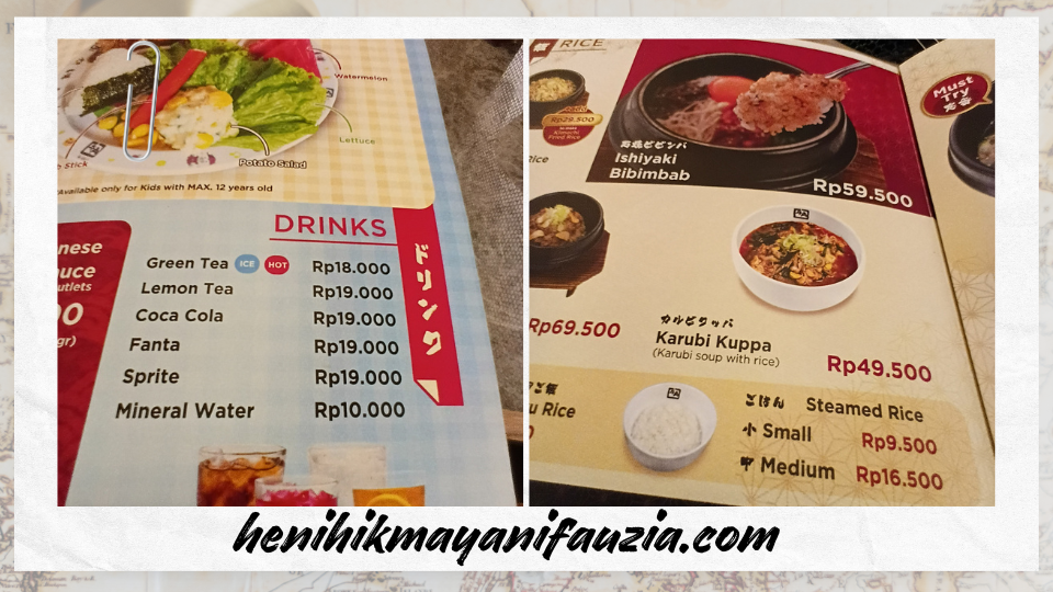 Daftar menu makanan di Gyu Kaku Japanese BBQ Restaurant PVJ Bandung