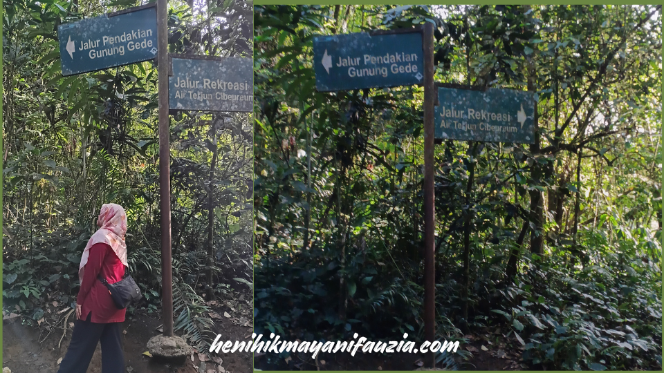 papan petunjuk arah ke Curug Cibereum